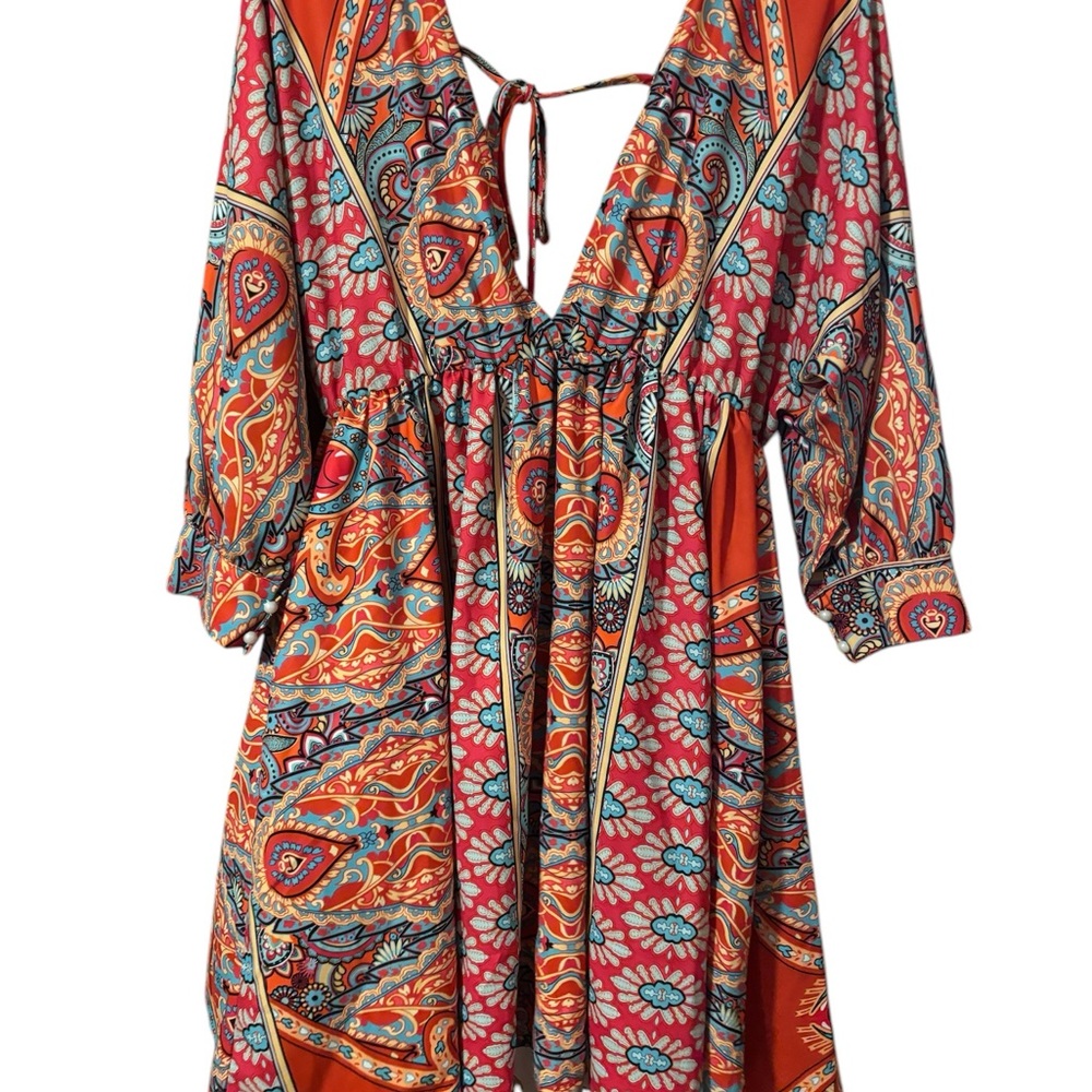Bohemian Floral Print Dress - Multicolor